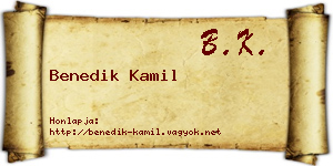 Benedik Kamil névjegykártya